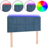 vidaXL Hoofdbord LED 100x5x78/88 cm fluweel donkerblauw