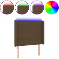vidaXL Hoofdbord LED 93x16x118/128 cm stof donkerbruin