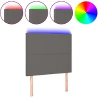 vidaXL Hoofdbord LED 100x5x118/128 cm kunstleer grijs