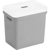 Sunware Opbergboxen/opbergmanden lichtgrijs van 25 liter kunststof met transparante deksel - Opbergbox