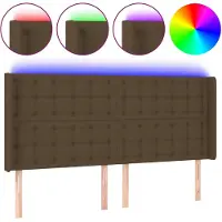 vidaXL Hoofdbord LED 163x16x118/128 cm stof donkerbruin