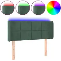 vidaXL Hoofdbord LED 103x16x78/88 cm fluweel donkergroen