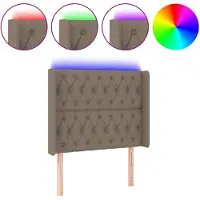 vidaXL Hoofdbord LED 103x16x118/128 cm stof taupe