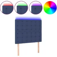 vidaXL Hoofdbord LED 80x5x118/128 cm stof blauw