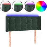 vidaXL Hoofdbord LED 103x16x78/88 cm fluweel donkergroen