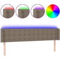 vidaXL Hoofdbord LED 203x16x78/88 cm stof taupe