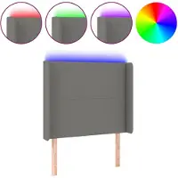 vidaXL Hoofdbord LED 93x16x118/128 cm stof donkergrijs