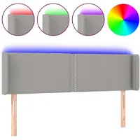 vidaXL Hoofdbord LED 147x16x78/88 cm stof lichtgrijs