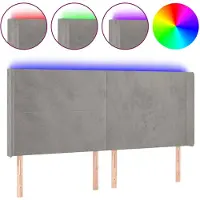 vidaXL Hoofdbord LED 183x16x118/128 cm fluweel lichtgrijs