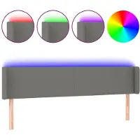 vidaXL Hoofdbord LED 203x16x78/88 cm stof donkergrijs
