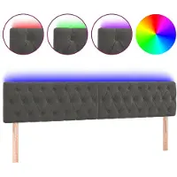 vidaXL Hoofdbord LED 200x7x78/88 cm fluweel donkergrijs