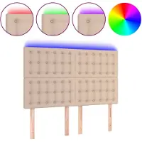 vidaXL Hoofdbord LED 144x5x118/128 cm kunstleer cappuccinokleurig