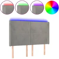 vidaXL Hoofdbord LED 147x16x118/128 cm fluweel lichtgrijs