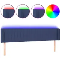 vidaXL Hoofdbord LED 203x16x78/88 cm stof blauw