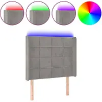 vidaXL Hoofdbord LED 83x16x118/128 cm fluweel lichtgrijs