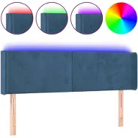 vidaXL Hoofdbord LED 147x16x78/88 cm fluweel donkerblauw