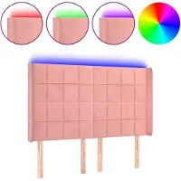 vidaXL Hoofdbord LED 147x16x118/128 cm fluweel roze