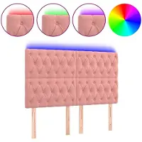 vidaXL Hoofdbord LED 160x7x118/128 cm fluweel roze