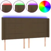vidaXL Hoofdbord LED 163x16x118/128 cm stof donkerbruin