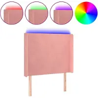 vidaXL Hoofdbord LED 93x16x118/128 cm fluweel roze
