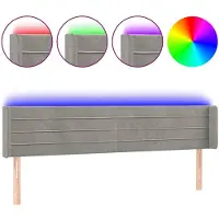 vidaXL Hoofdbord LED 203x16x78/88 cm fluweel lichtgrijs