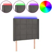 vidaXL Hoofdbord LED 103x16x118/128 cm fluweel donkergrijs