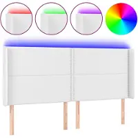 vidaXL Hoofdbord LED 163x16x118/128 cm kunstleer wit