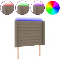vidaXL Hoofdbord LED 93x16x118/128 cm stof taupe
