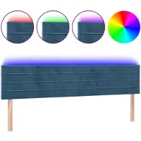 vidaXL Hoofdbord LED 160x5x78/88 cm fluweel donkerblauw