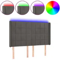 vidaXL Hoofdbord LED 147x16x118/128 cm fluweel donkergrijs
