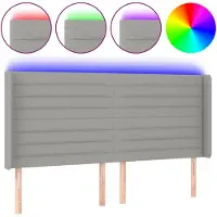 vidaXL Hoofdbord LED 203x16x118/128 cm stof lichtgrijs