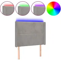 vidaXL Hoofdbord LED 103x16x118/128 cm fluweel lichtgrijs
