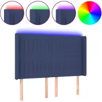 vidaXL Hoofdbord LED 147x16x118/128 cm stof blauw