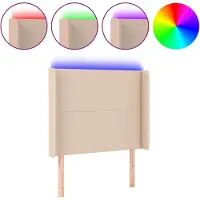 vidaXL Hoofdbord LED 93x16x118/128 cm kunstleer cappuccinokleurig