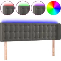 vidaXL Hoofdbord LED 147x16x78/88 cm fluweel donkergrijs