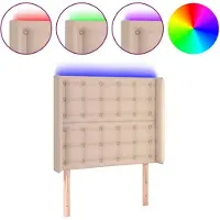 vidaXL Hoofdbord LED 103x16x118/128 cm kunstleer cappuccinokleurig