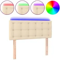 vidaXL Hoofdbord LED 80x5x78/88 cm stof crèmekleurig