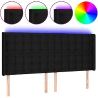 vidaXL Hoofdbord LED 203x16x118/128 cm stof zwart