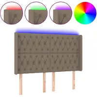 vidaXL Hoofdbord LED 163x16x118/128 cm stof taupe