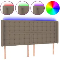 vidaXL Hoofdbord LED 183x16x118/128 cm stof taupe