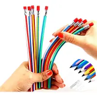 Lux - 10 potloden- Flexibele potloden-Buig potloden-uitdeel speelgoed- potloden met gum kinderen- 10STUKS flexibel potloden