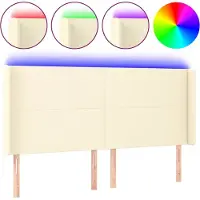 vidaXL Hoofdbord LED 203x16x118/128 cm kunstleer crèmekleurig