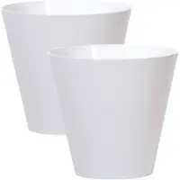 Prosperplast Set van 2x stuks plantenpotten/bloempotten kunststof dia 20cm en hoogte 19 cm parel wit - Plantenpotten