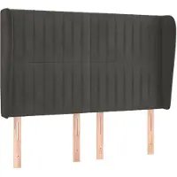 vidaXL Hoofdbord met randen 147x23x118/128 cm fluweel donkergrijs