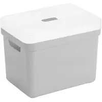 Sunware Opbergboxen/opbergmanden lichtgrijs van 18 liter kunststof met transparante deksel - Opbergbox