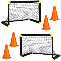 Sportx 2x voetbal goals/doelen set met 4 oranje pionnen - Voetbaldoel