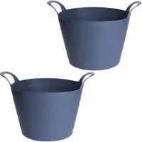 Excellent houseware 3x Stuks Flexibele emmers/wasmanden - 30L - blauw - Kunststof - Wasmanden