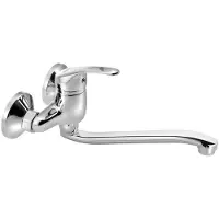 Aqualine 35 wastafelkraan met gebogen uitloop 22cm hartafstand 10cm chroom