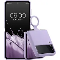 Kwmobile flexibel telefoonhoesje van TPU - geschikt voor Samsung Galaxy Z Flip 3 5G - Siliconen coating - Hoesje met ring in lavendel