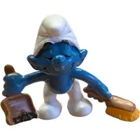 Schleich smurfen poppetje met Stoffer en Blik - 20189 - De Smurfen - Schoonmaker - 6 cm